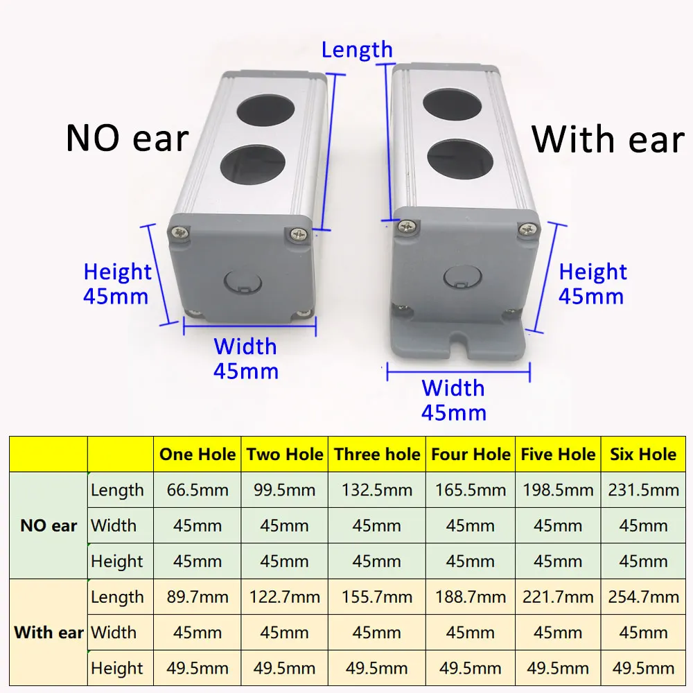 Водонепроницаемый алюминиевый кнопочный выключатель корпус с тремя отверстиями
