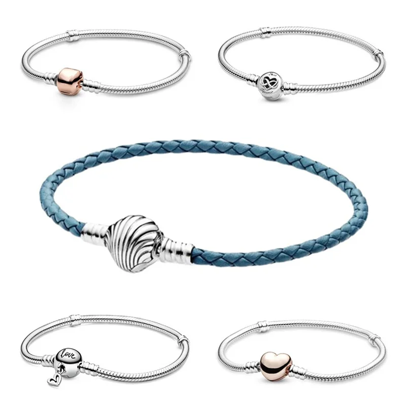

Summer Fashion Jewelry Women 925 Sterling Silver Friendship Bracelet DIY Designer Charm Fit Original Pandora Beads Gift Bangle