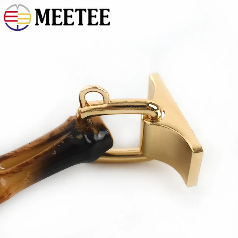 1/2/4 шт. модная ручка из натурального бамбука с металлическими пряжками