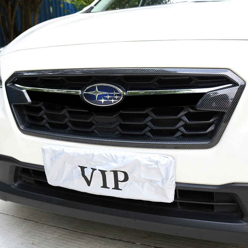 

KOUVI Carbon ABS Front Grille Decoration Cover Frame Trim Stickers Case For Subaru XV 2017 2018 accessories