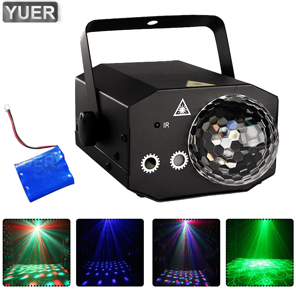 

2021 DJ Disco Party Magic Ball 3X3W LED RGB Stage Effect Light RG Laser Strobe Projector With Battery Charging Remote Control