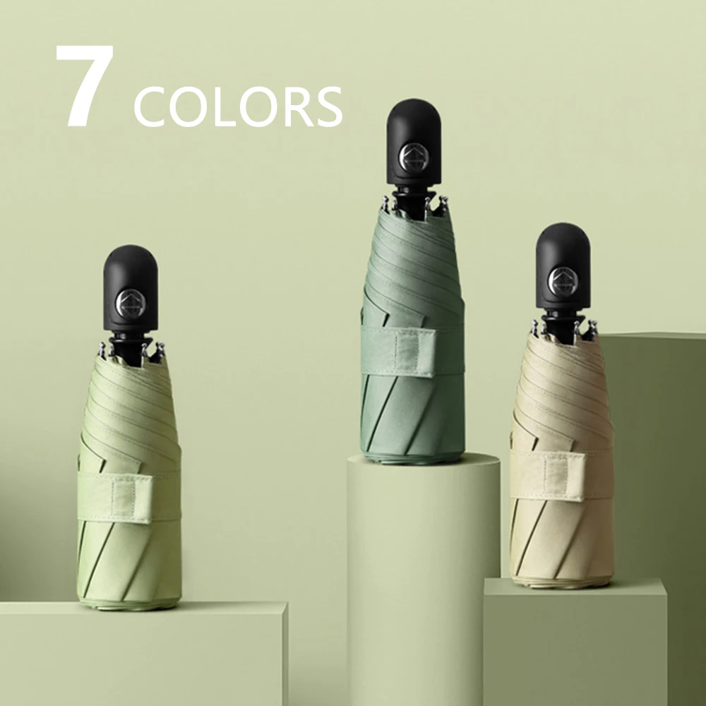 Prezzo New Cute Automatic Mini Umbrella Rain Women Protezione UV Cinque Ombrelli Pieghevoli Sole Colorato 8 Nervature Parasole Antivento UPF50 +