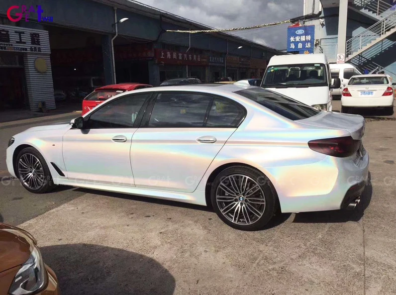 Белая психоделическая глянцевая пленка для автомобиля белая Радужная Лазерная