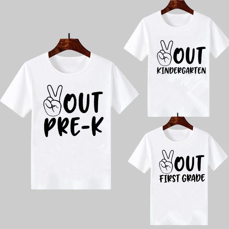 

Finger Out Of Pre-K/Kindergarten/First/Second/Third Grade Last Day Of School Tshirt Kids Funny Graphic T Shirts Boy Girl T-Shirt