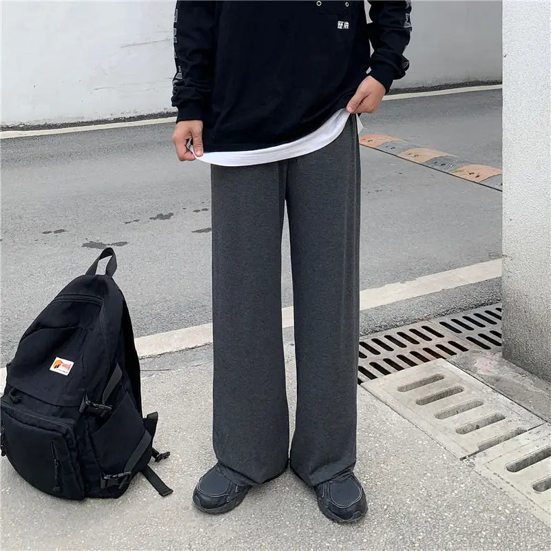 Брюки мужские хлопковые с широкими штанинами модные повседневные свободные