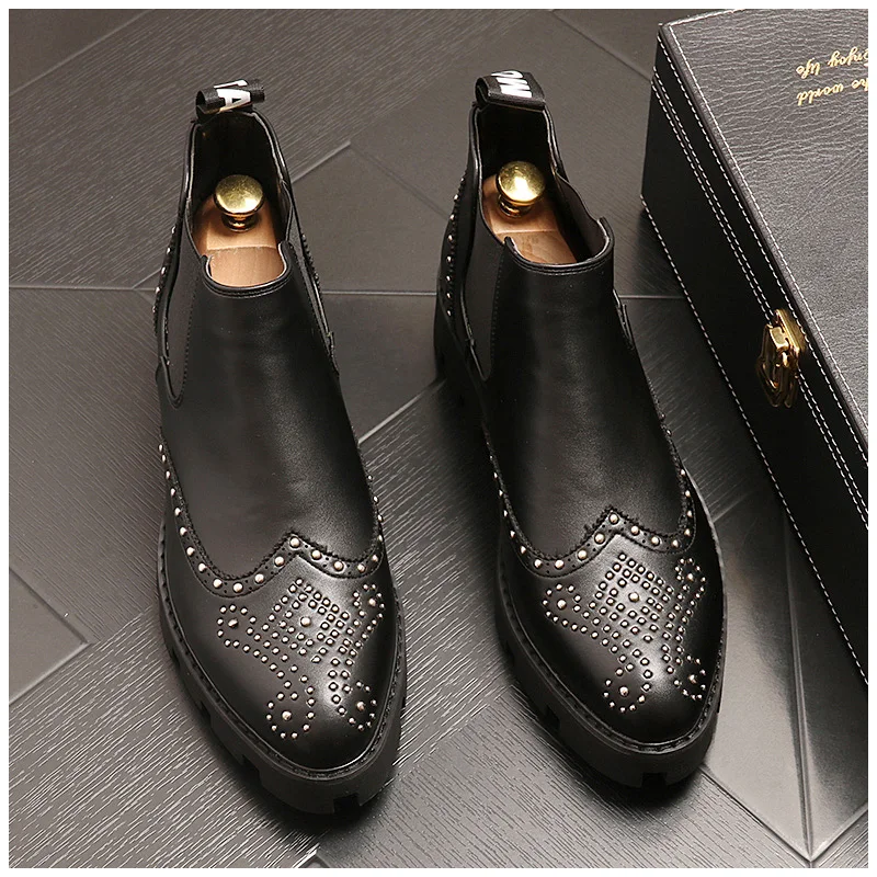 Мужские модные ботинки Челси в Корейском стиле для вечеринок и ночных клубов