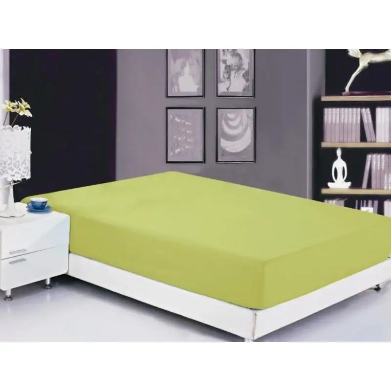 Простынь сатин на резинке салатовая (PRC R 13)|Комплекты постельного белья| |