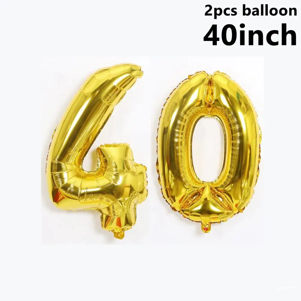 40inch Gold Balloons Taoup 40th день рождения посуда бумажные тарелки баннеры скатерть полотенца с днем рождения 40 украшения для взрослых родителей - Цвет: 40inch Gold Balloons