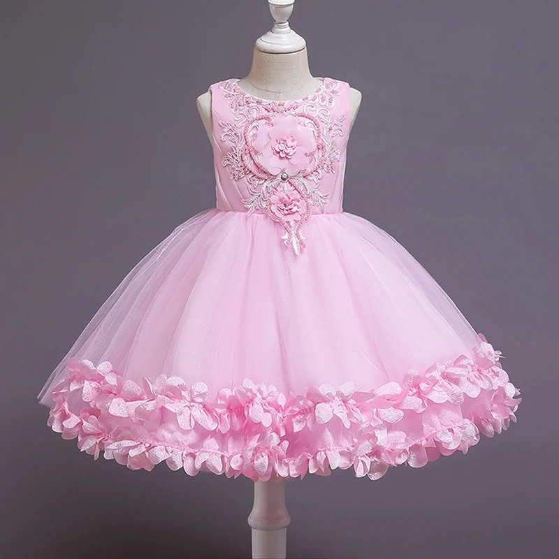 Новинка летнее платье для девочек принцессы с лепестками цветов свадебное