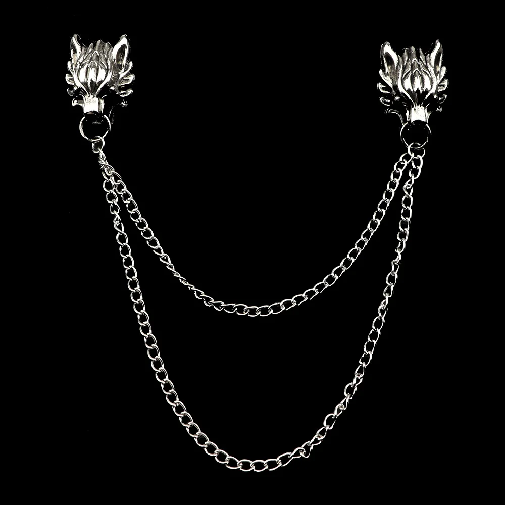 Мужская костюм воротник рубашки с кисточками на цепочке брошь лацкан в стиле