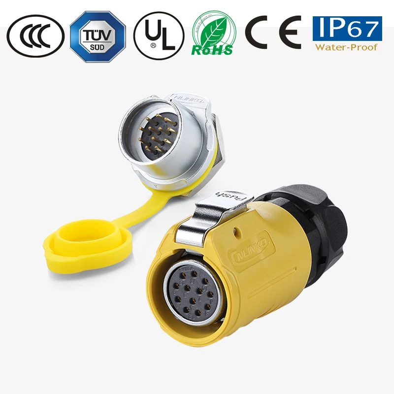 Водонепроницаемый разъем IP67 M20 12 контактный монитор/ТВ розетка питания штекер 5А