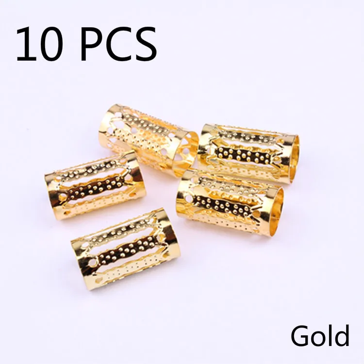 10/20 Pcs/Lot Mix Silver Golden Plated Hair Braid Dread Dreadlock Beads Adjustable Cuff Clip 8mm Clip Metal Tube Lock - Цвет: LQ3301 P10