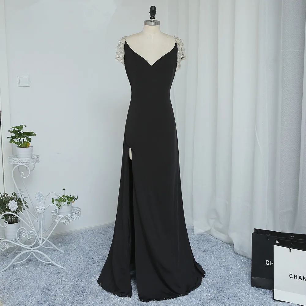 Сексуальное платье русалки для выпускного вечера с v образным вырезом и открытой