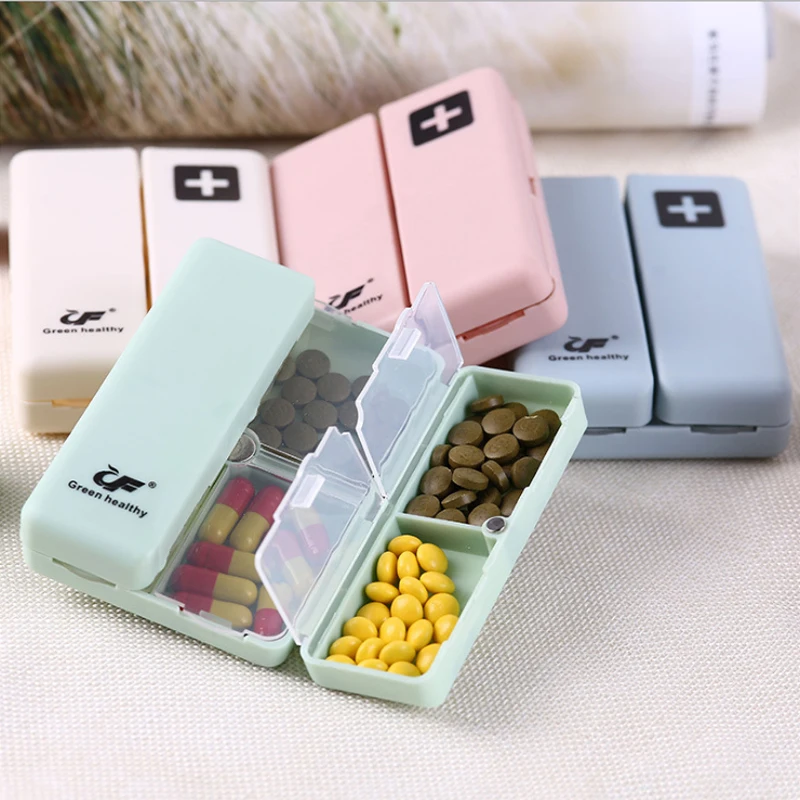 

Nordic plastic storage box 7 grids divided into magnet pill box travel portable week reminder storage pill box