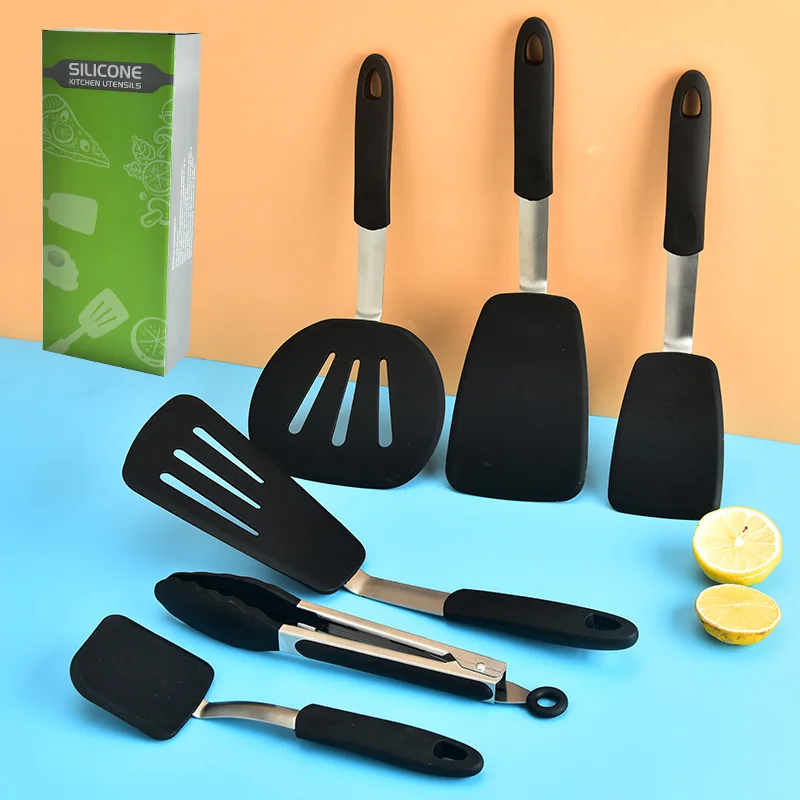 

Silicone Kitchenware 6-piece Set Non-stick Pot Cooking Scoop Kit Kitchen Tools
