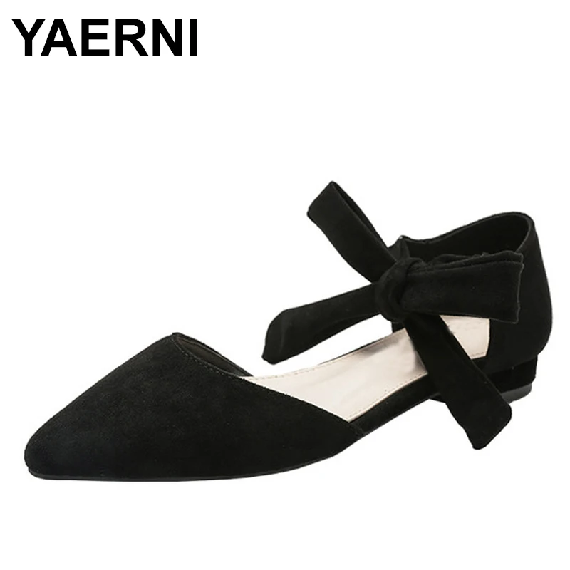 

Женские складные балетки YAERNI с ремешком на щиколотке, 10 шт., винные Замшевые балетки большого размера с острым носком и шнуровкой, 2020