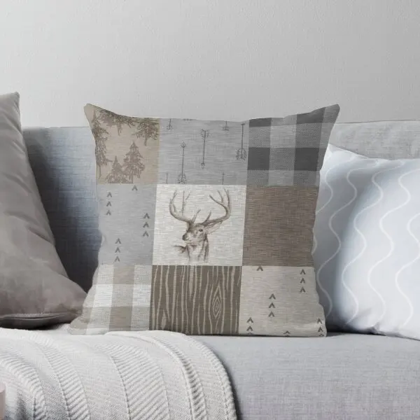 

Наволочка в стиле пэчворк с принтом в виде оленя