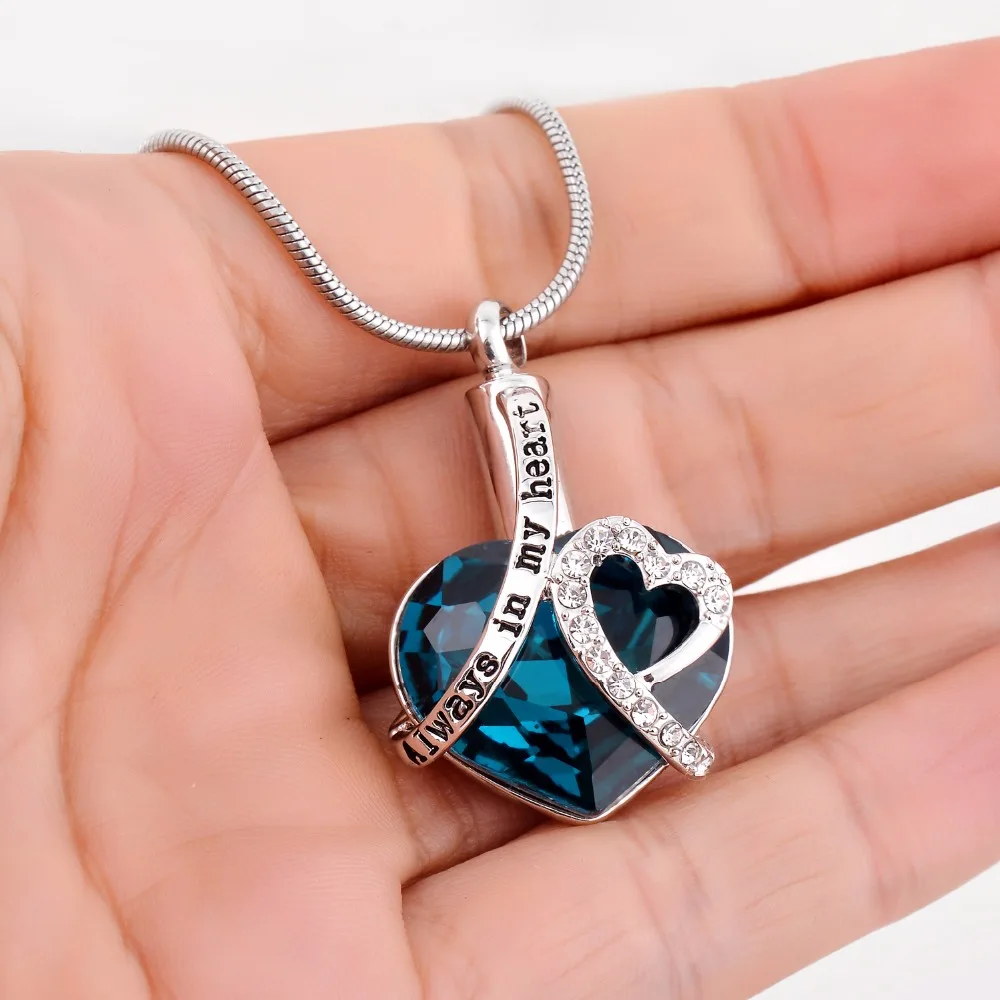 

Always in my heart Locket screw Heart cremation memorial ashes urn birthstone necklace jewelry keepsake pendant