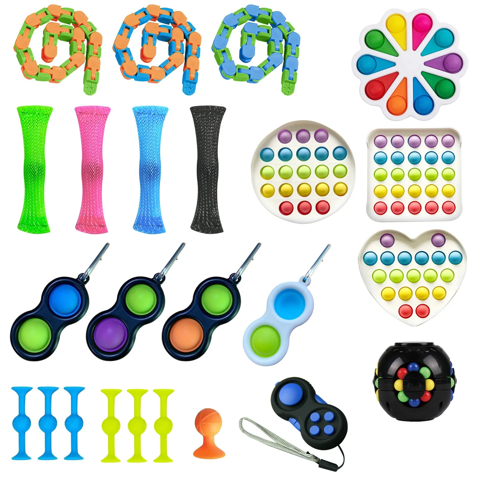 Juguetes sensoriales de burbujas de empuje, juguete para aliviar el estr&eacute;s, juguetes antiestr&eacute;s, paquete de 20 unidades-5