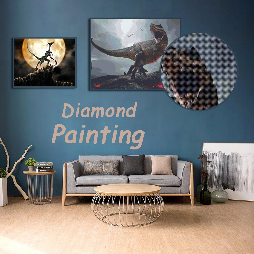 

Diy Diamond Decoration Painting Animal Dinosaur Rain Forest Square Diamond Round Diamond Customizable Wall Art Decoration
