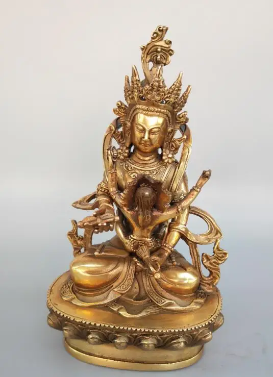 Chinese pure brass happy Buddha double body Buddha statue