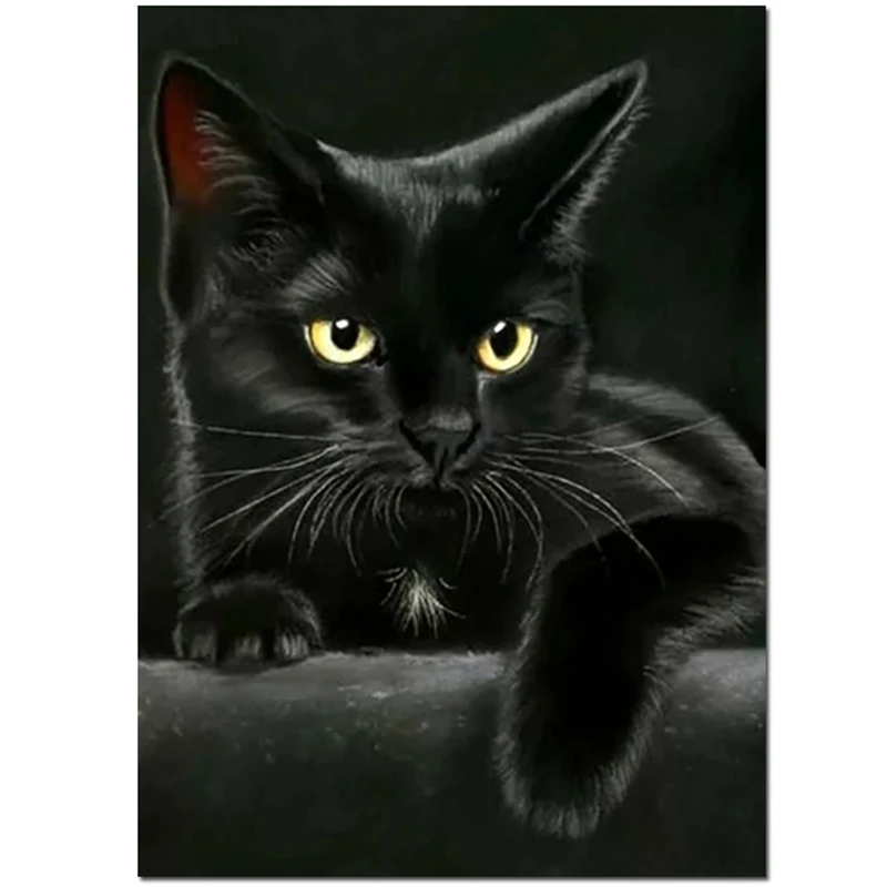 

Animal Black Cat Diamond Painting,Round Diamond Embroidery Art Diamond Diy Handwork Cute Pet Puzzle