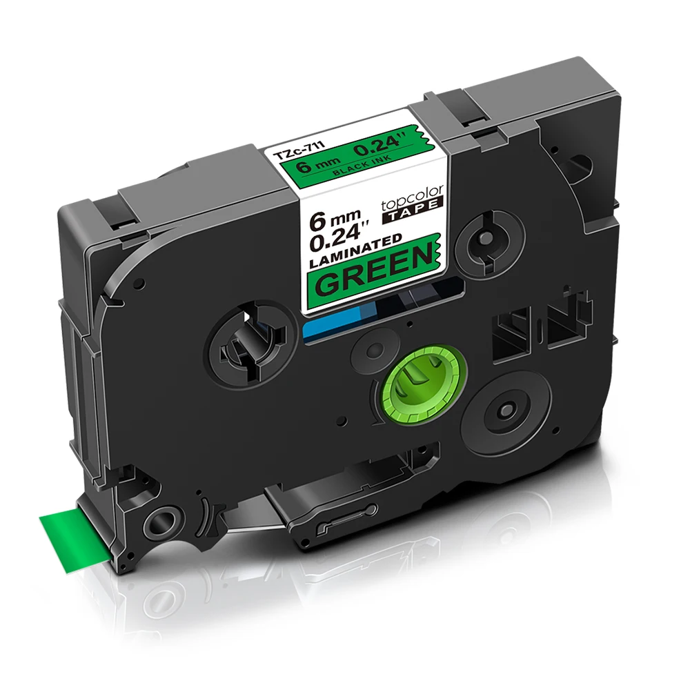 Topcolor 3PK Label Tape tze 711 Compatible Brother tze-711 tz711 Black on Green 6mm for Maker PT-1000 PT-H108 107 | Компьютеры и офис
