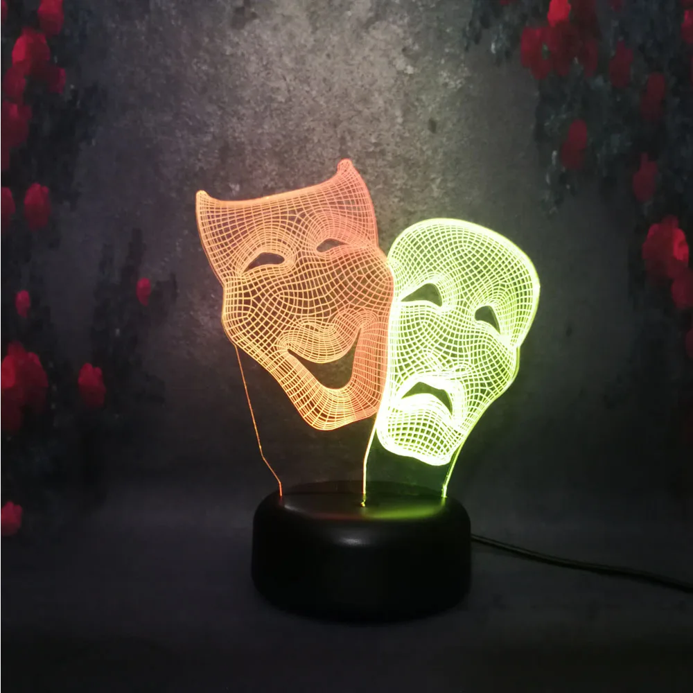 Lampara de Lava смешанный двухцветный USB ночник 3D светодиодный с двойным лицом Череп