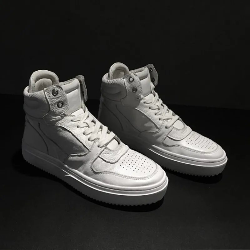 Роскошная повседневная обувь Мужская Осенняя из натуральной коровьей кожи белые