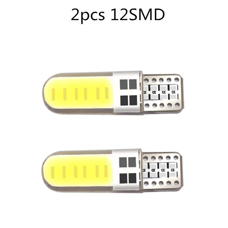 10 шт., размер: 4/8/12SMD яркий белый початок W5W T10 194 168 светодиодная лампочка для салона автомобиля Canbus 12 В для чтения автомобиля боковое освещение лампа габаритного фонаря - Испускаемый цвет: 2X 12SMD