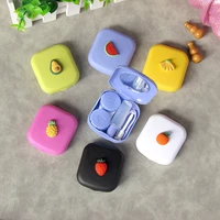 mini contact lens case fashion fruit women travel kit easy carry mirror colored contact lenses box case container
