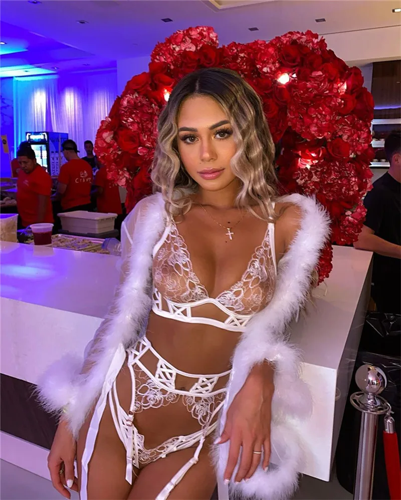 Sexy Lingerie Women Sleepwear Robe Night Gown Erotic Female Mesh Sheer See Through Long Flare Sleeve Feather Dress | Тематическая