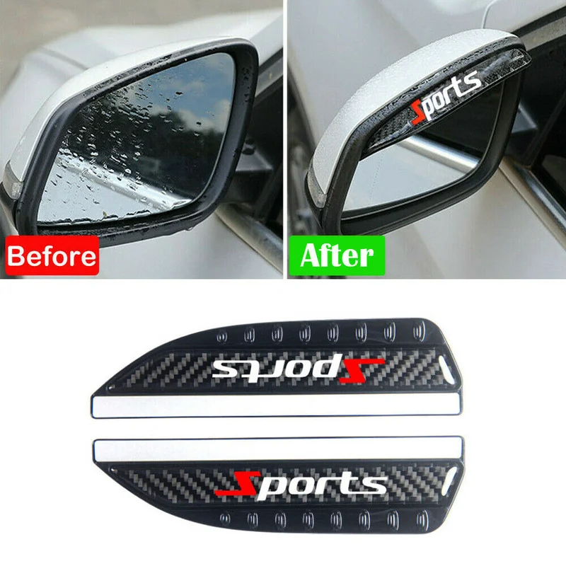 

2Pcs Car SUV Side Rear View Mirror Rain Eyebrows Sports Style Carbon Fiber Look Sun Visor Rain Snow Guard Shields Exterior Parts