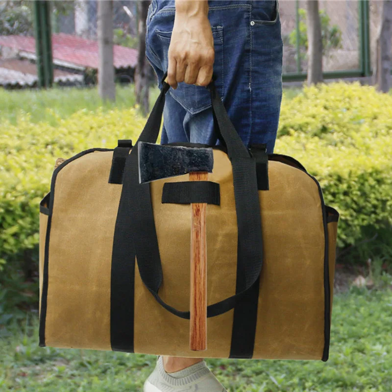 

2in1 Waterproof Waxed Canvas Firewood Log Carry Bag Durable Storage Bag Outdoor Travel Packing Cube 109*48cm-WT