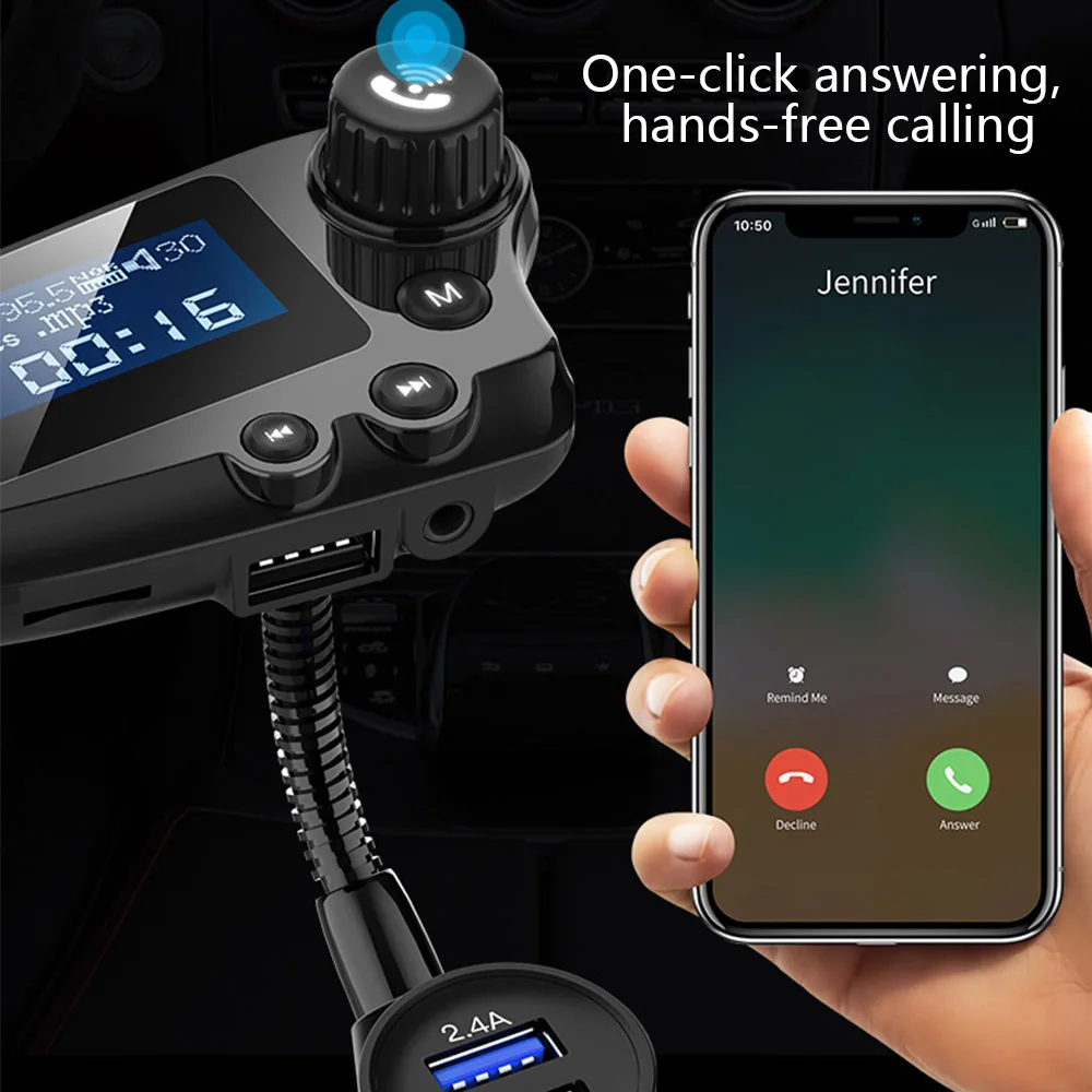 Автомобильные MP3 плееры T91 Bluetooth QC3.0 Быстрая зарядка 1 8 дюймовый ЖК дисплей 5 0 AUX