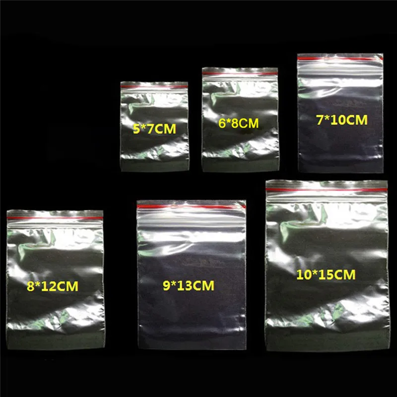 100PCs Plastic Bags Ziplock Food Packaging Jewelry Small Zip Lock Bags Clear Fresh-keeping Dustproof Reclosable Candy StorageBag
