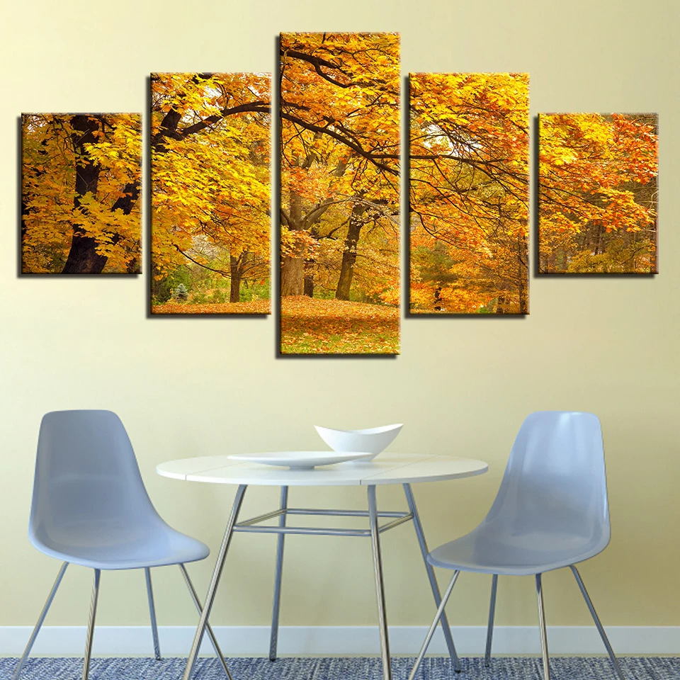 

Canvas Painting Wall Art HD Prints 5 Pieces Maple Forest Home Landscape Bedroom Decor Modular Framework Pictures Artwork Poster