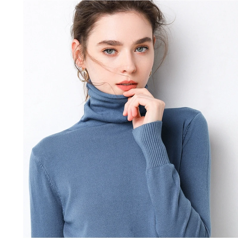 

Зимние Топы 2019, водолазка, минималистичный вязаный базовый свитер, женский тонкий пуловер, джемпер, вязаный свитер, женский свитер, Новинка