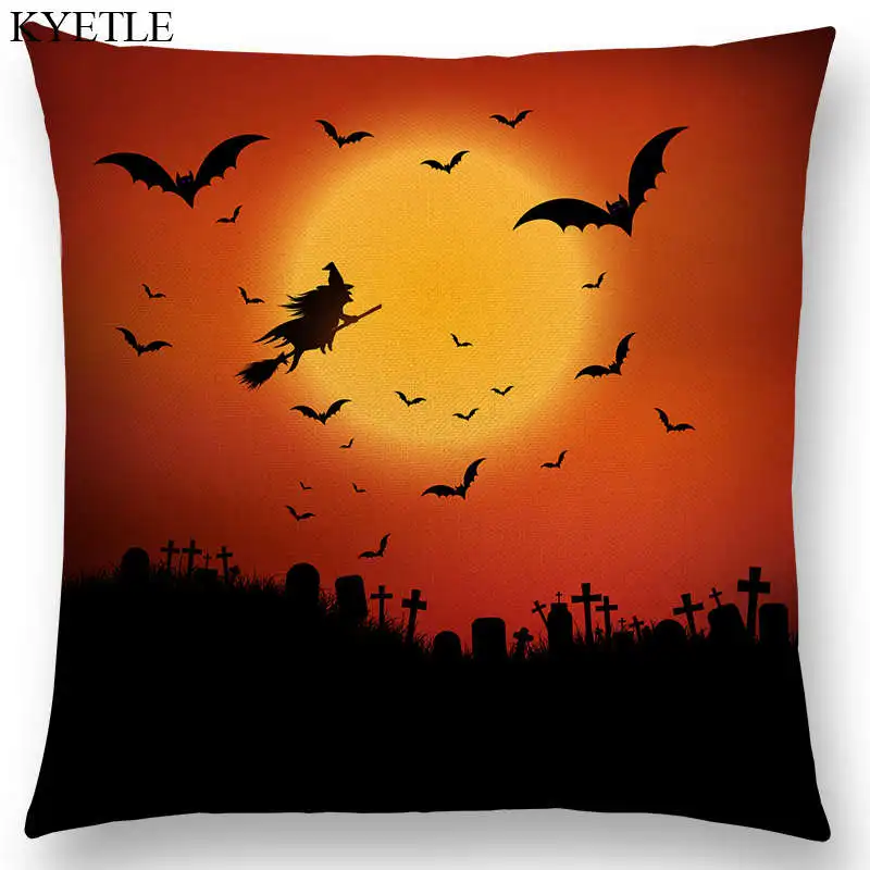 Новинка чехол для диванной подушки на Хэллоуин страшная Ночь Луна череп ведьма