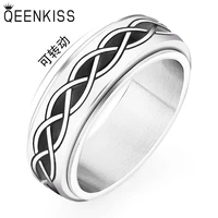 qeenkiss rg831 2021 fine jewelry wholesale fashion new man boy birthday wedding gift rotatable titanium stainless steel ring 1pc