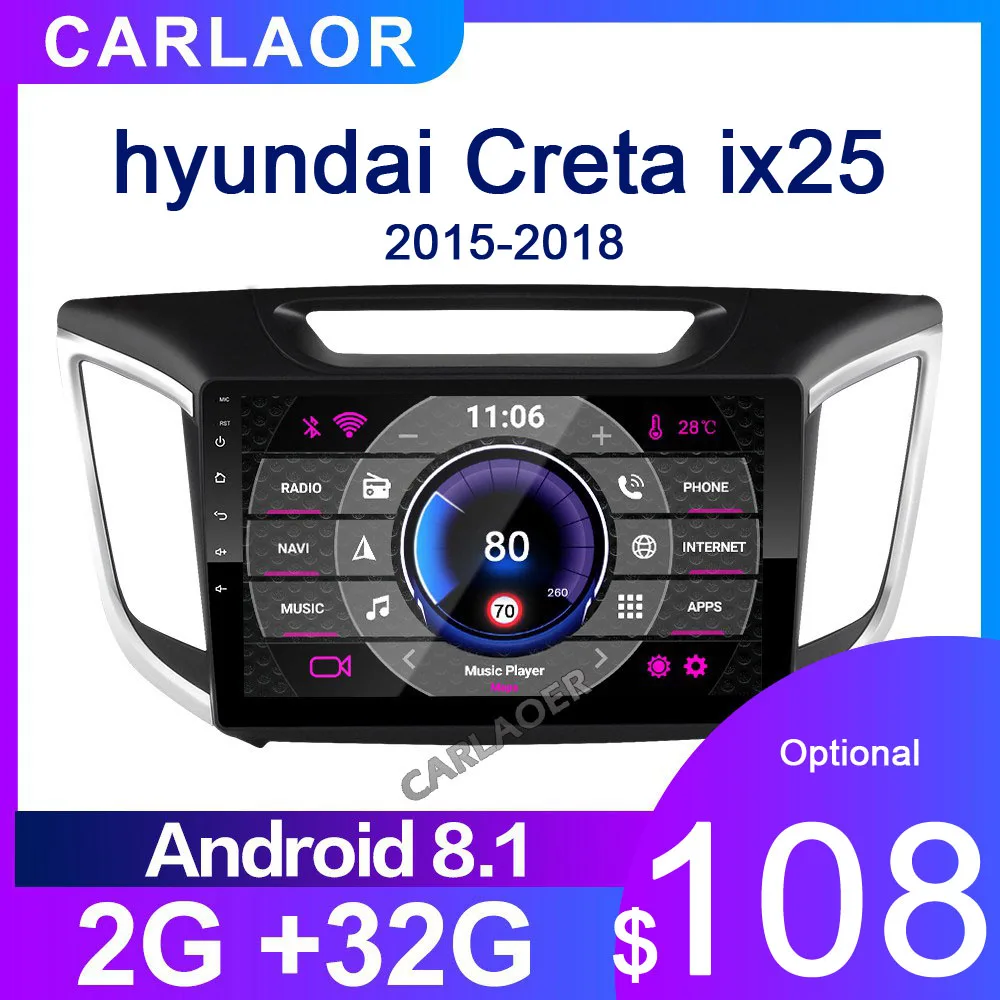 2 Din Android 8,1 автомобильный Радио мультимедийный плеер gps навигация для hyundai ix25 creta- 2 Гб ram 32 ГБ rom 2din видео плеер