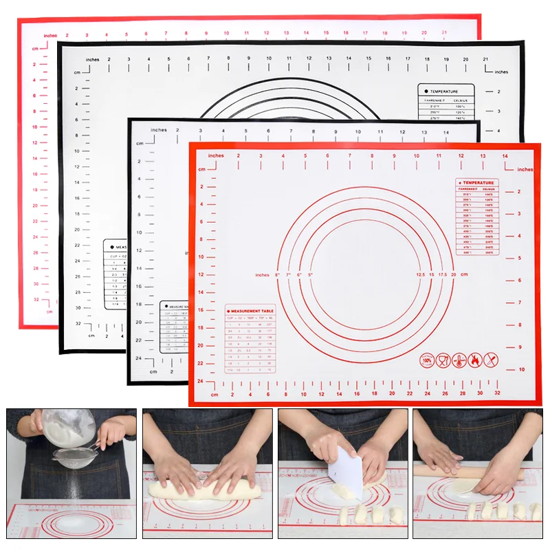 Silicone Baking Mat Set for Dough Knife Pastry Kitchen Tools Accessories Non-stick Pad 30x40 40x60 cutting dough mat | Дом и сад