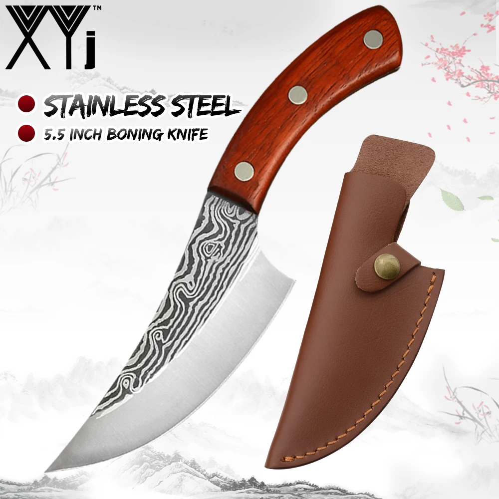 

Кухонный инструмент для приготовления пищи XYj, 5,5 дюйма, из нержавеющей стали с деревянной ручкой нож для обвалки, режущий инструмент, нож дл...