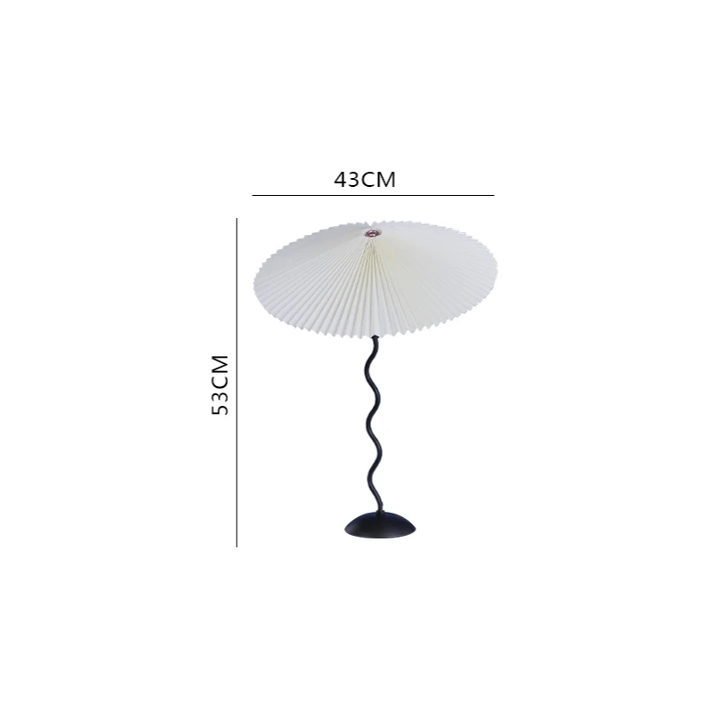 

Pleated Skirt LED Umbrella Table Lamp Ins Wrought Iron Curved Art Table Lamp Bedroom Living Room E14 Lamp