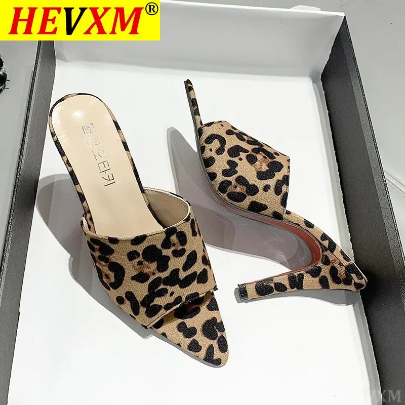 

Новинка 2021, брендовые дизайнерские сандалии HEVXM, леопардовые тапочки, женская обувь больших размеров 43, сандалии на высоком каблуке, черные, ...