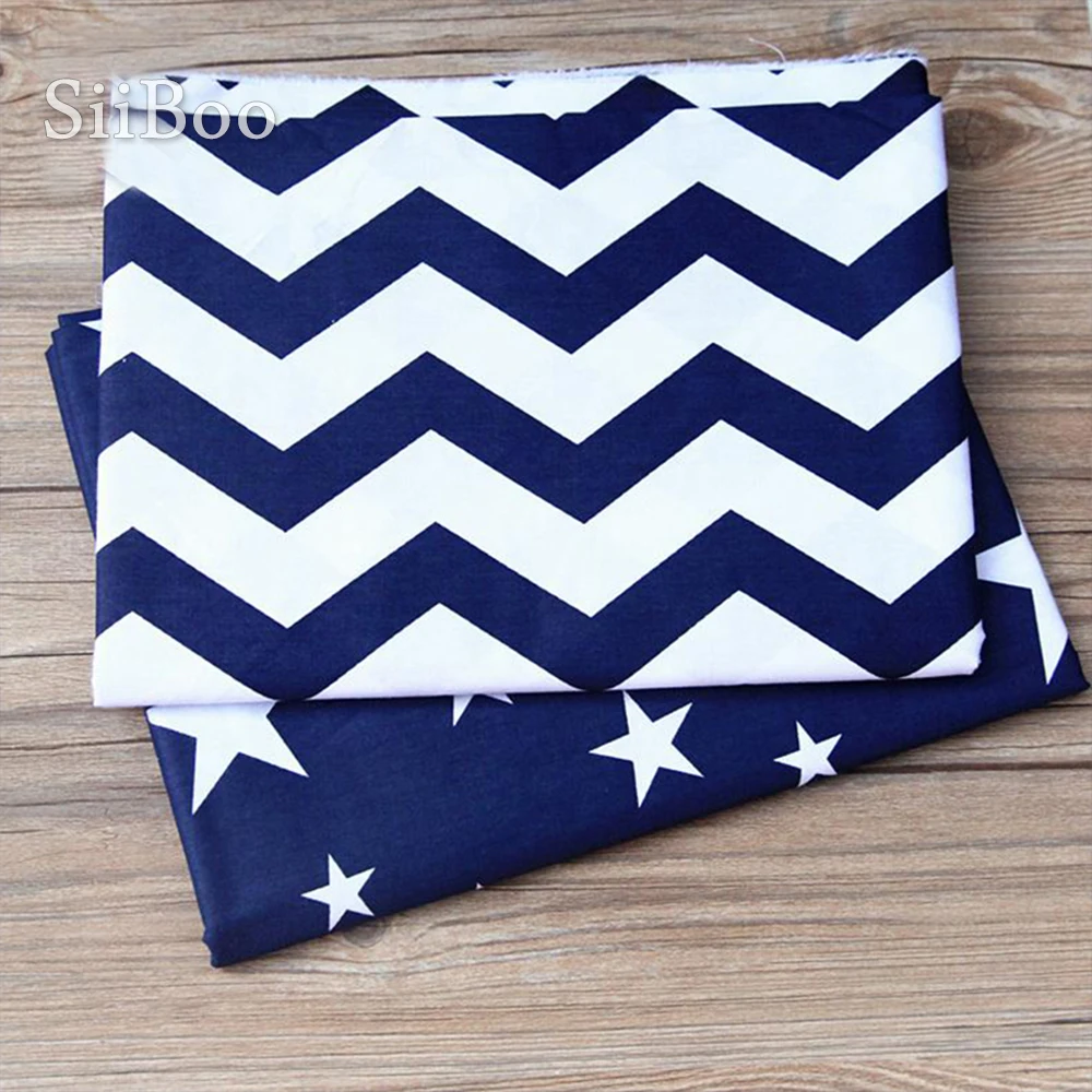 

Саржевая ткань из 100% хлопка с принтом синих звезд и волн, аксессуары «сделай сам», ткань из чистого хлопка для шитья, бесплатная доставка SP2797