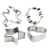 heart 4pcsset stainless steel cookies cutter gingerbread man star flower fondant biscuit mould bakery tools