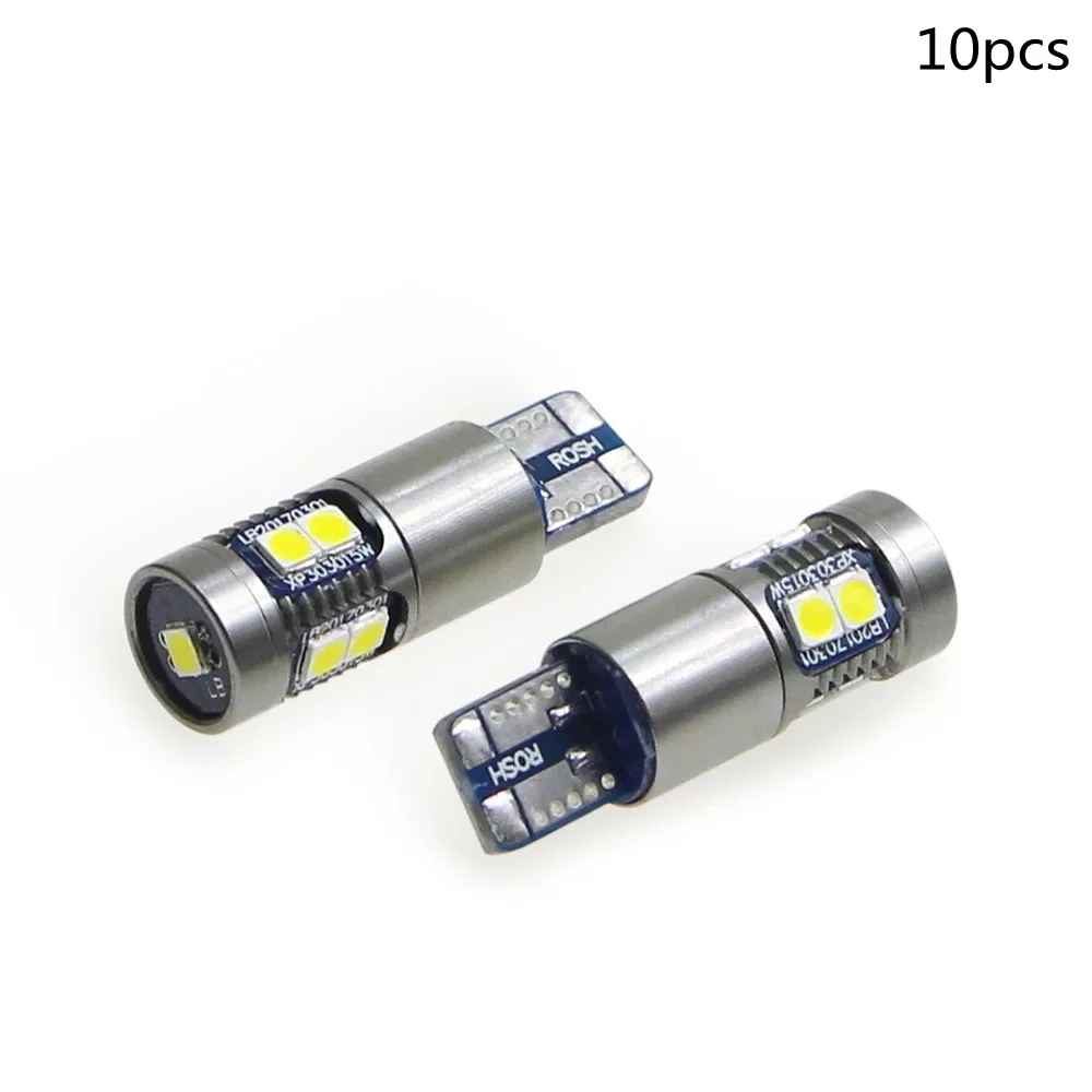 

10pcs t10 led 194 car bulb CANBUS W5W 168 501 auto 3030 9smd Side wedge Interior Reading light Parking Tail Lamp vehicle 12V