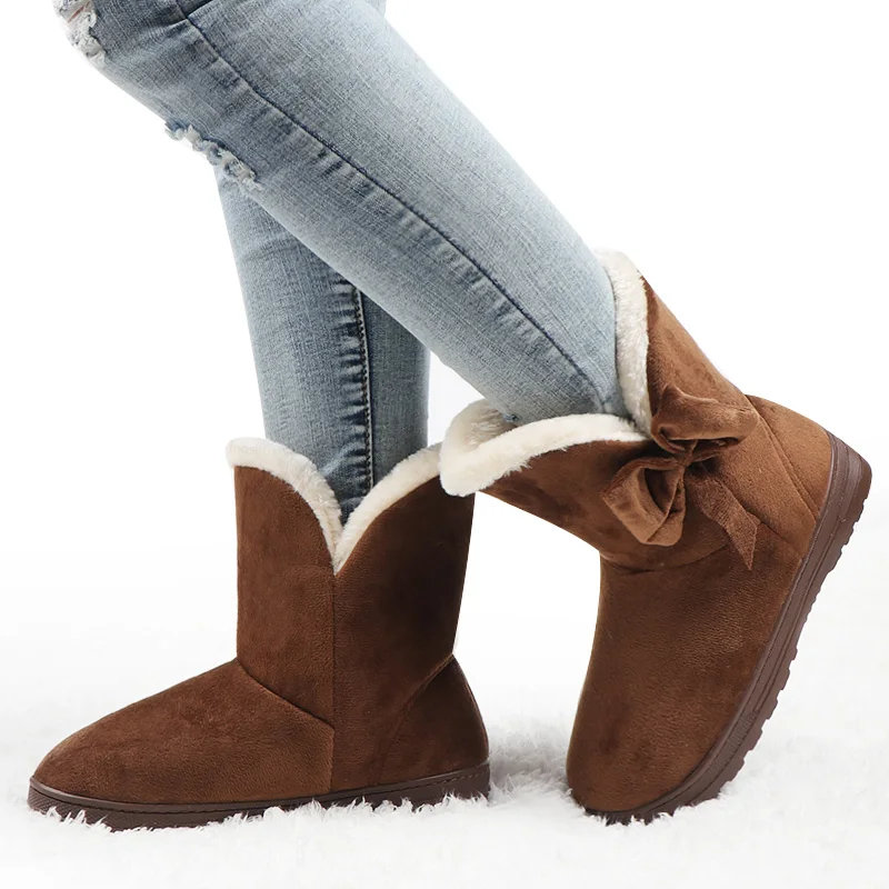 Зимняя женская обувь для бега Зимние ботильоны размера плюс теплая плюшевая без