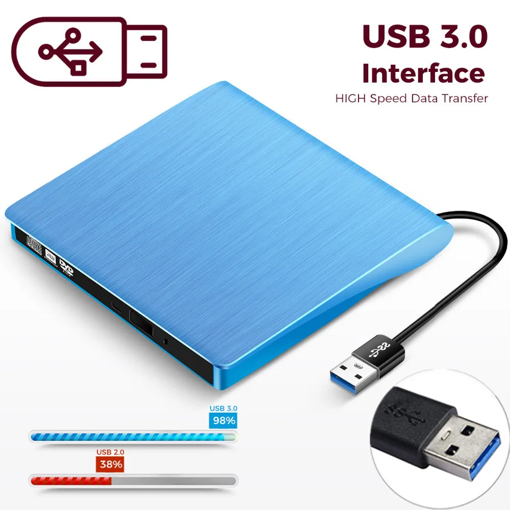 KuWFi Внешний USB 3 0 диск CD RW DVD ROM горелки dvd плеер Портативный компакт дисков